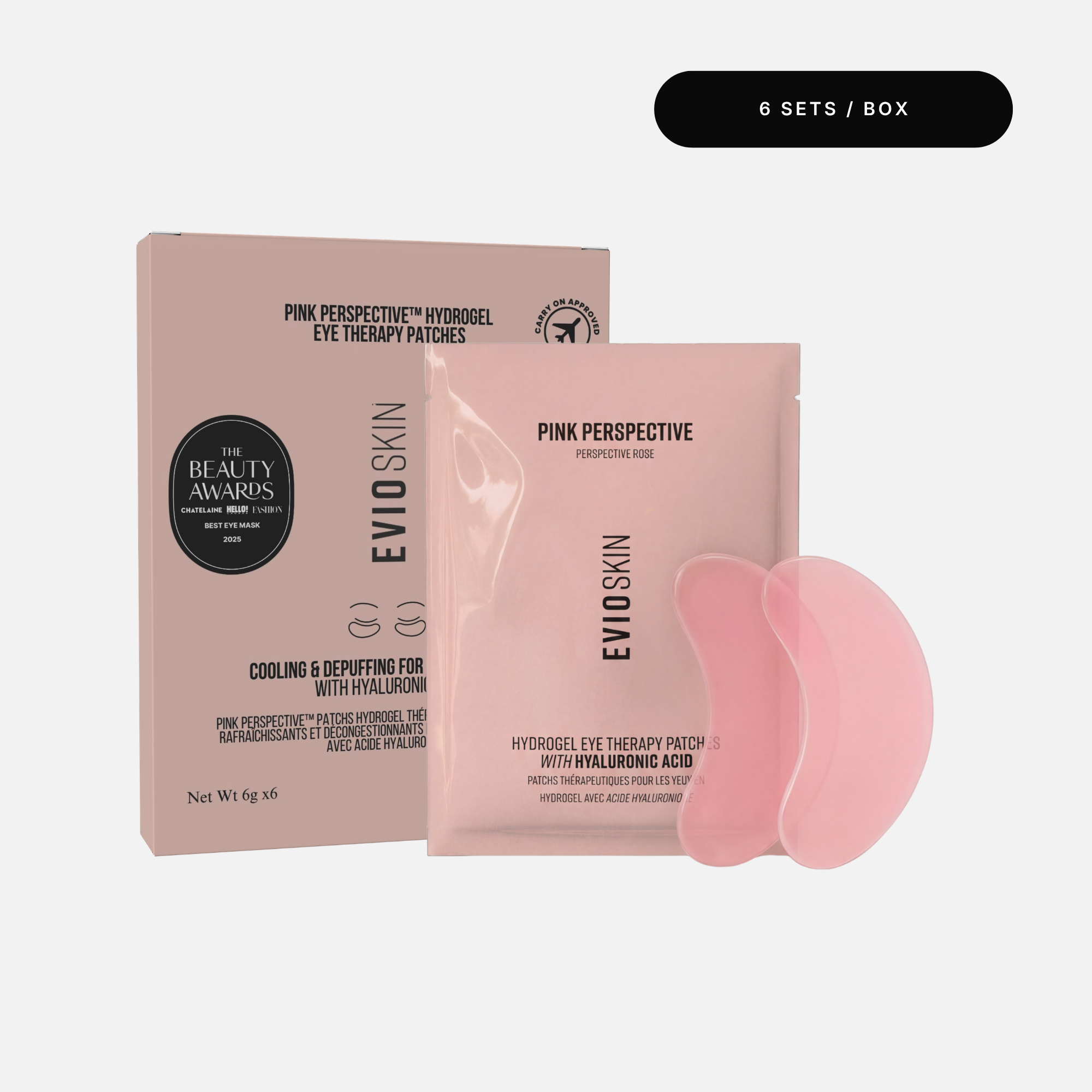 Evio Pink Perspective Hydrogel Eye Therapy with Hyaluronic Acid - 6 sets/box - award-winning