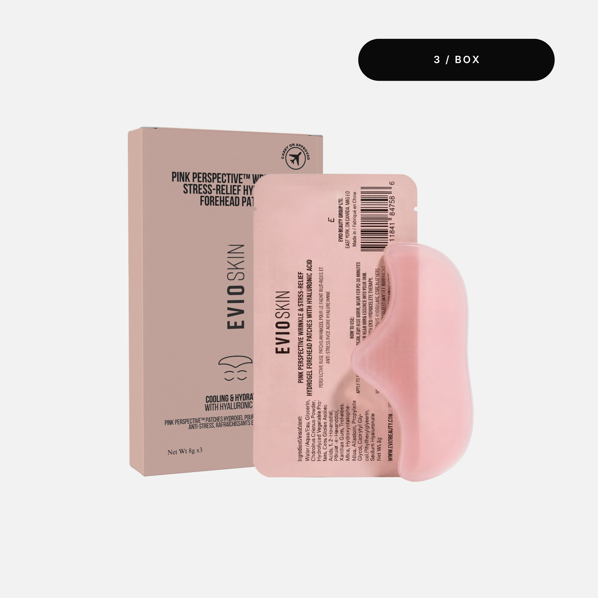 Evio Pink Perspective Wrinkle and Stress-Relief Hydrogel Forehead Patches - 3/box