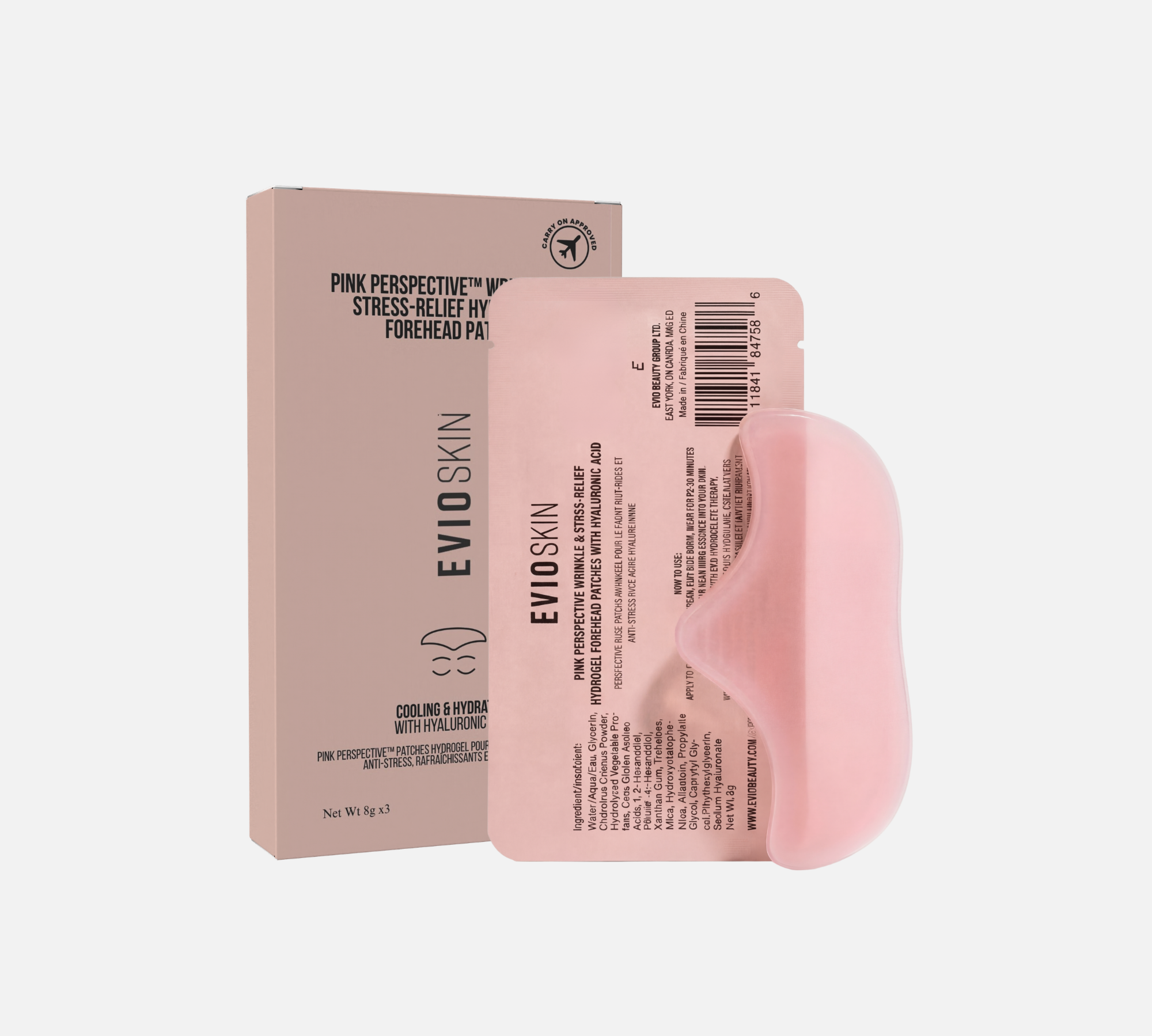 Evio Pink Perspective Wrinkle and Stress-Relief Hydrogel Forehead Patches - 3/box