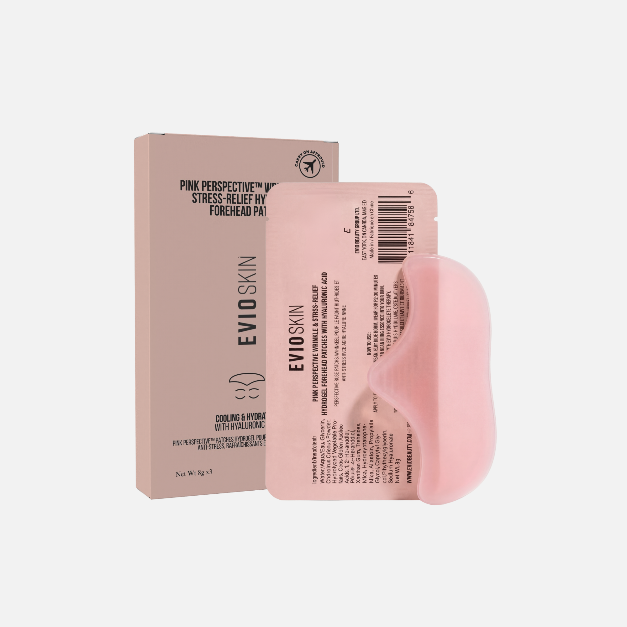 Evio Pink Perspective Wrinkle and Stress-Relief Hydrogel Forehead Patches - 3/box