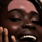 Model wearing Pink Perspective Hydrogel Forehead Patch with hyaluronic acid