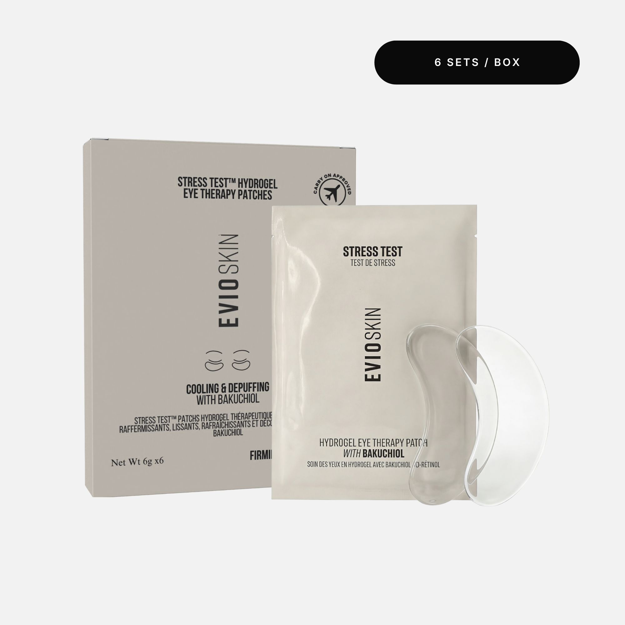 Evio Stress Test Hydrogel Eye Therapy Patches with bakuchiol - 6 sets/box