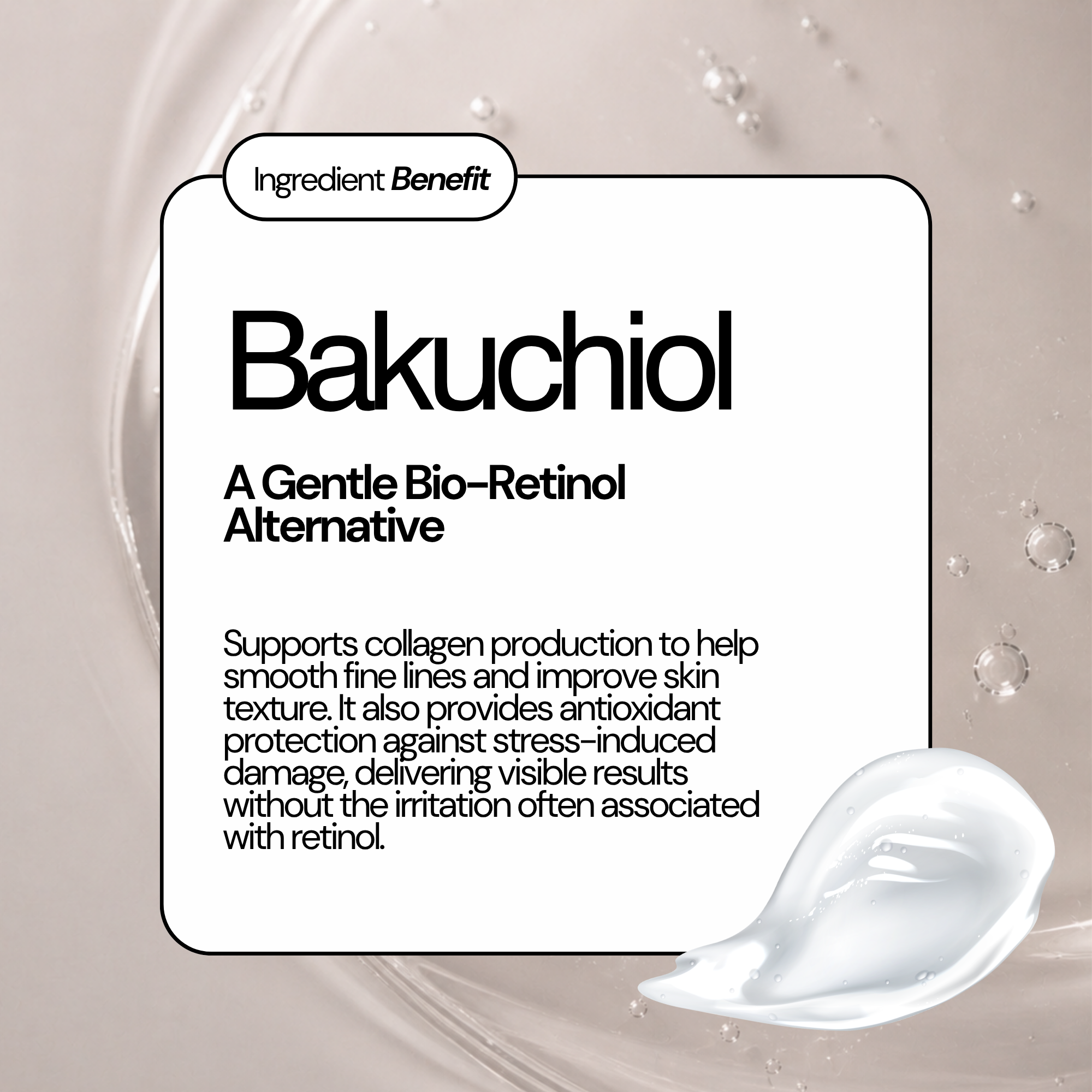 Benefits of bakuchiol, a gentle bio-retinol, to help smooth fine lines and improve skin texture